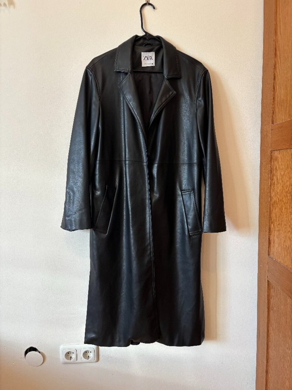 Zara Long Leather Coat M
